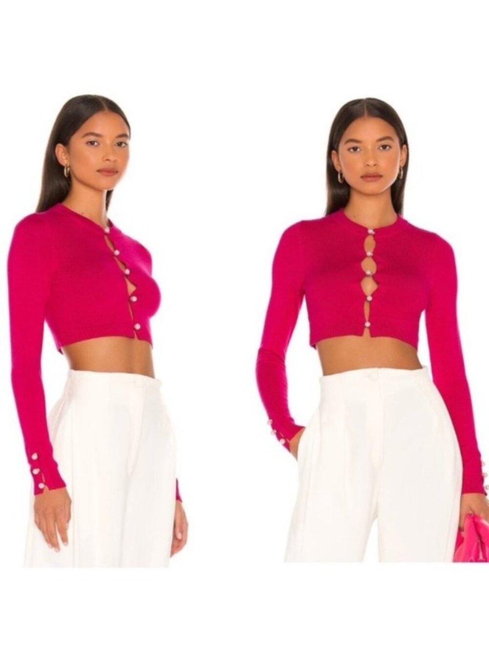 Lovers + Friends Tara Micro Cardigan in Hot Pink Size Small